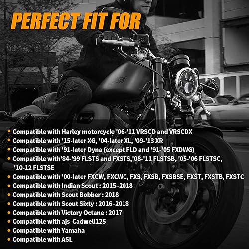 Miniatura 5 de 5-34 5.75 - Faro LED para motocicleta compatible con Harley Davidson Dyna Street Bob Iron 883 Sportster Super Wide Glide Low Rider Night Rod Softail