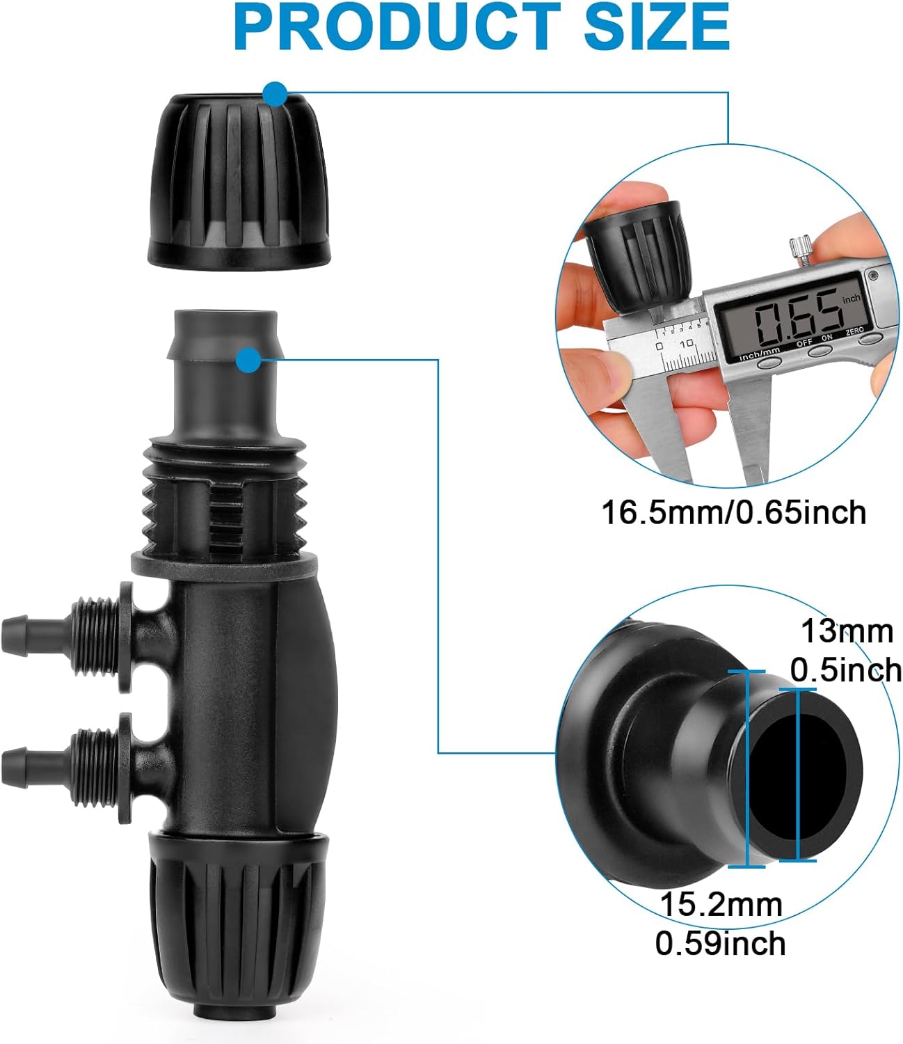 1/2 to 1/4 Drip Irrigation Fittings,20Pcs 4-Ways Barbed Tee 1/2 inch Drip Irrigation Tubing (1/2" ID x0.6-0.63" OD) 16mm to 1/4 inch Irrigation Tube Fitting Anti-Drop Barbed Connectors thumbnail
