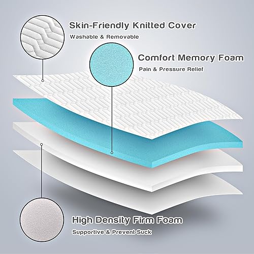 Miniatura 4 de PECASOY Cubrecolchón de espuma viscoelástica refrescante de 3 pulgadas, cubrecolchón de espuma de apoyo de alta densidad con funda de bambú lavable