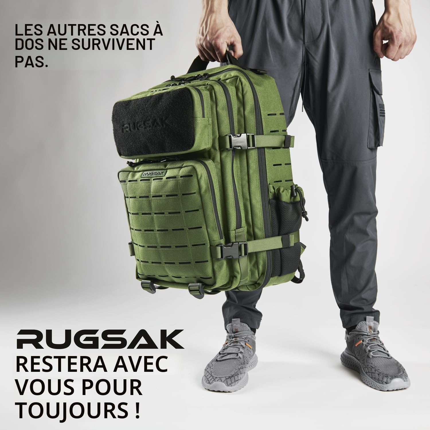RUGSAK® ALPHA | Sac à dos tactique [15-48L] étanche & EXTREME robuste | Sac à dos militaire | pour le travail en plein air la randonnée le camping et le fitness | Sac à dos de voyage hommes & femmes