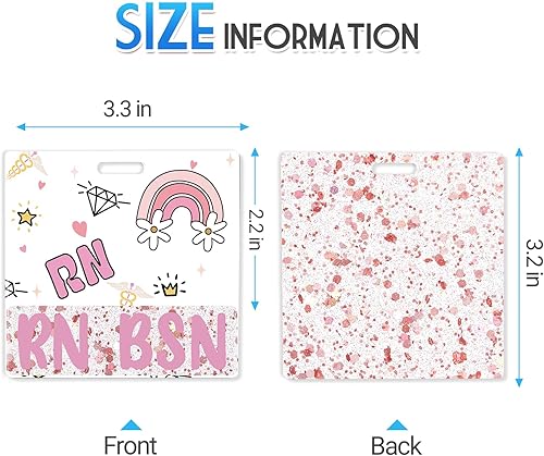Miniatura 3 de Plifal RN BSN - Portatarjetas para enfermeras, accesorios de enfermería, lindo rostro sonriente, arcoíris, horizontal, identificación,