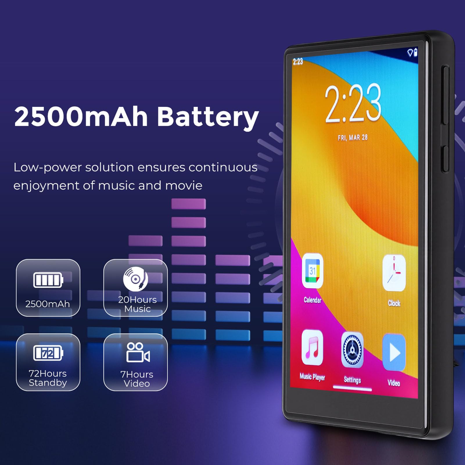 Tosuny Reproductor MP3 con y WiFi, Reproductor MP4 con Pantalla Táctil Completa HD de 5.0"con Altavoz, Reproductores de Música HiFi Portátiles con Radio FM, Libro Electrónico, (Black)