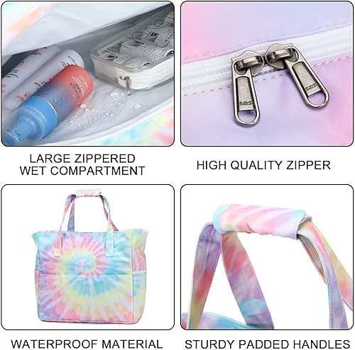 Miniatura 3 de Bolsa grande de playa con bolsillos con cremallera, bolsas de playa, impermeables, a prueba de arena, para piscina, natación, con compartimento