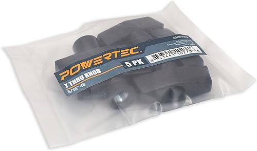 Miniatura 4 de POWERTEC Paquete de 10 perillas en T de 516 pulgadas - 18, perillas de sujeción con inserto de acero para pernos de riel en T, pomos roscados para