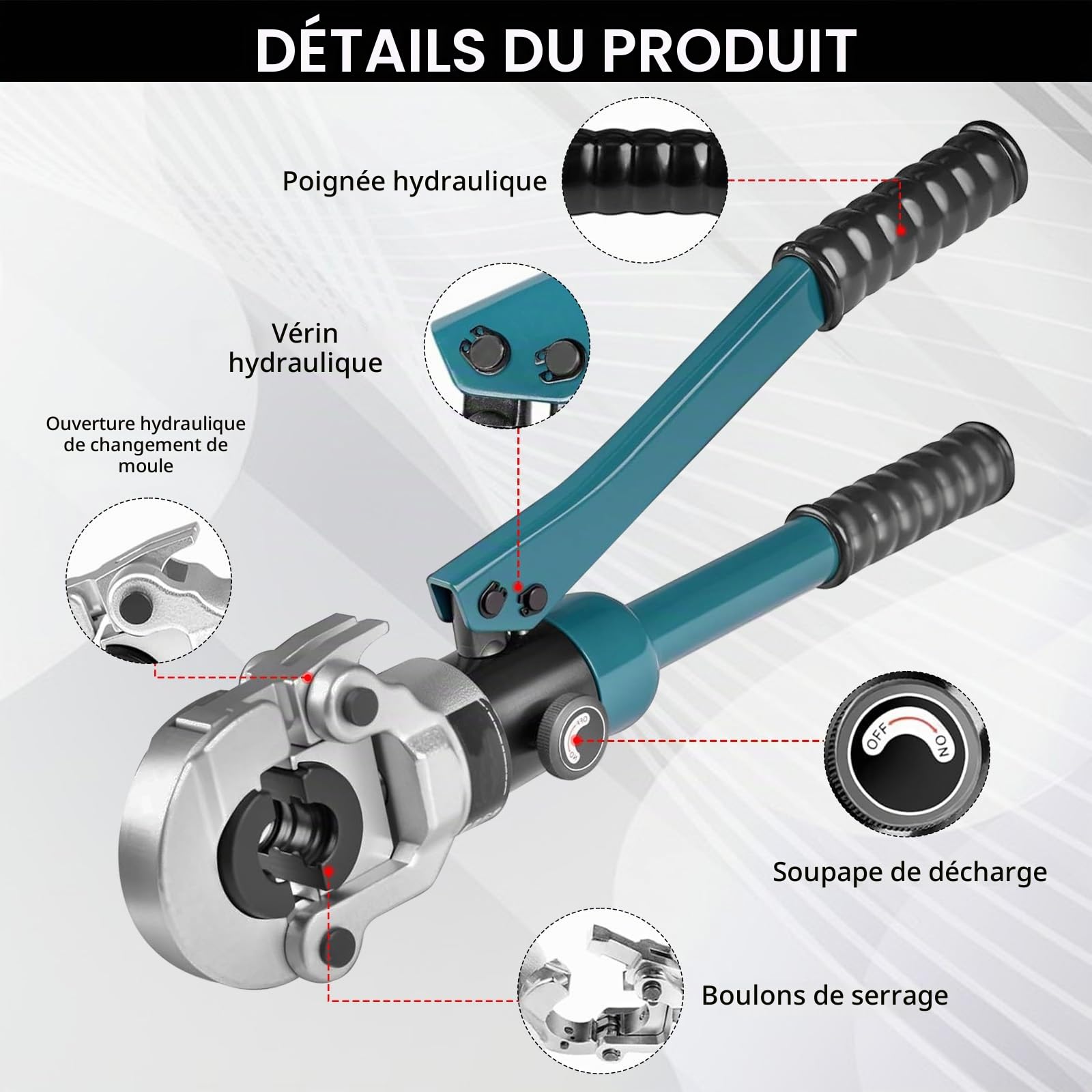 Pince à Sertir Pour Tubes En Cuivre, Tubes Composites Tubes En Cuivre Pince à Sertir Manuelle à Contours En V Et Th V12, V15, V18, V22, V28 Et Th16, Th20, Th26, Th32 Outil Professionnel