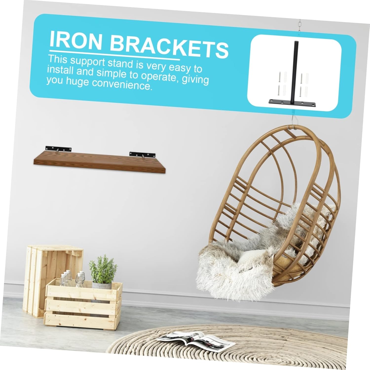 DOITOOL 4 Sets Hidden Shelf Support Brackets T-Shape Wall Mounted Iron Shelf Bracket for Concealed Installation Suitable for Home and Office Use Heavy Duty Design