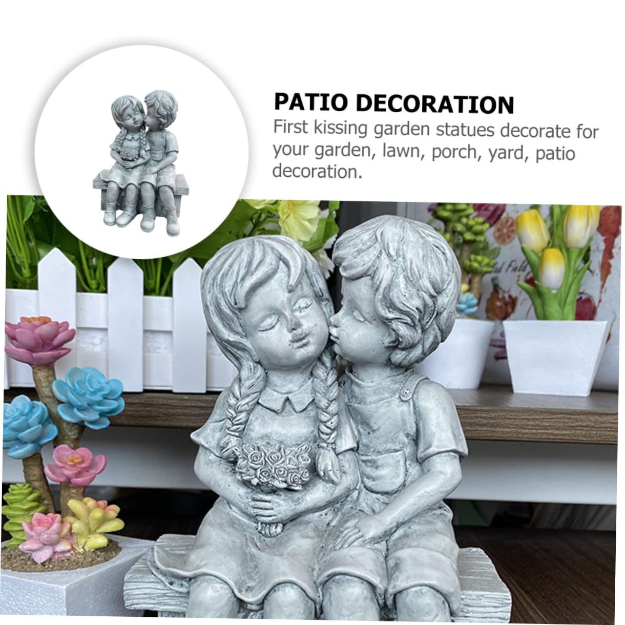 Abaodam Statua in Resina Boy Girl Decorazione Giardino Esterno Cortile Decorazione Casa Esterna