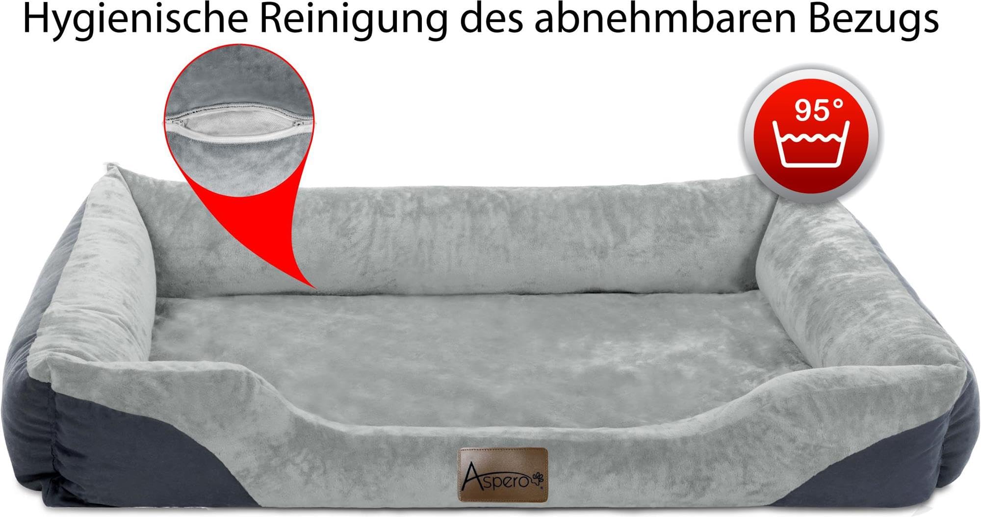 normani Hundebett Hundekissen für kleine, mittelgroße und große Hunde - waschbare Hundekörbchen mit hohem Rand 80x120, 70x100, 60x80, 40x50 Grau 70 cm x 100 cm