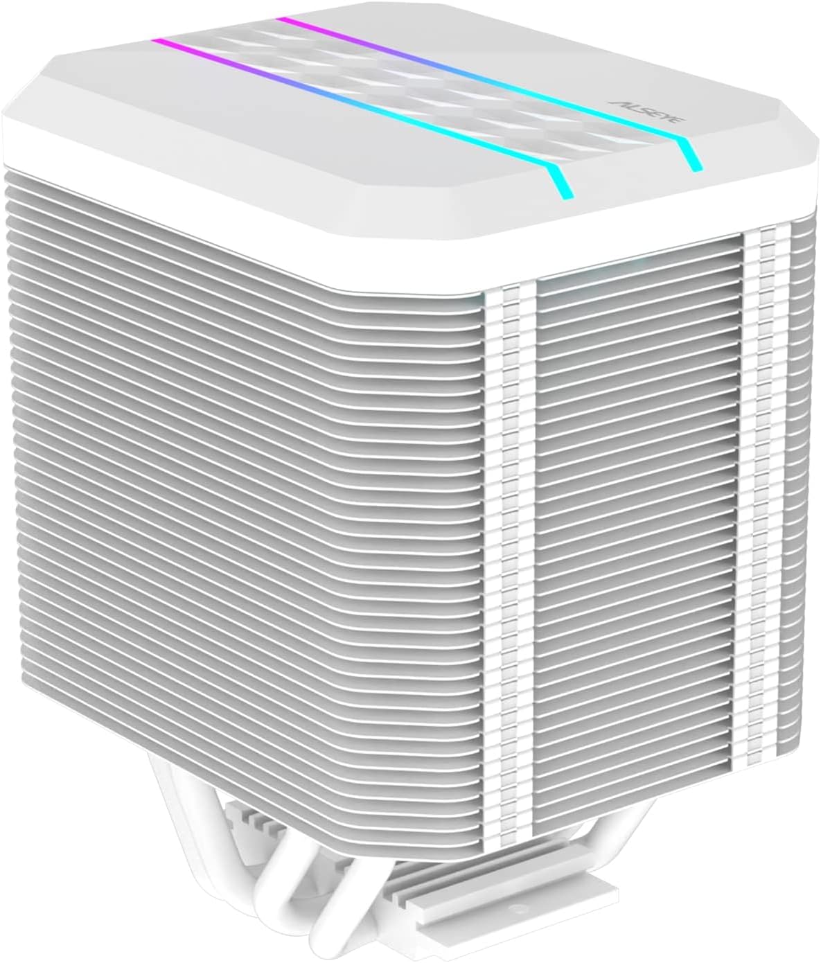 ALSEYE M90 CPU Cooler, Dual Tower CPU Air Cooler,Top Cover with ARGB Lighting Effect, Hidden Fan Design, Smaller Size, Compatible with Intel and AMD Platforms, Supports LGA1700/1851. (White)