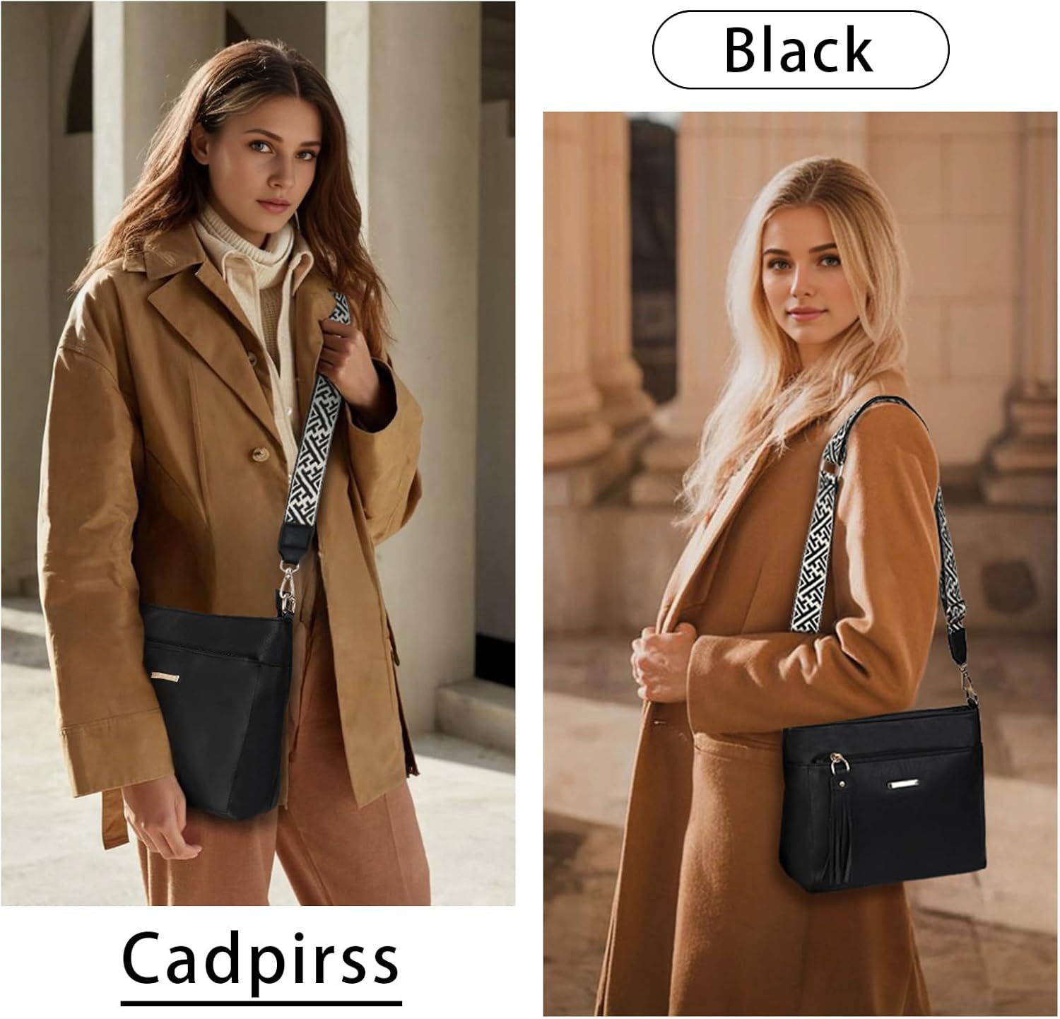 Gladdon Tassels Crossbody Bags for Women with Weaving Straps Leather Shoulder Purse Trendy Travel Handbags - Image 2