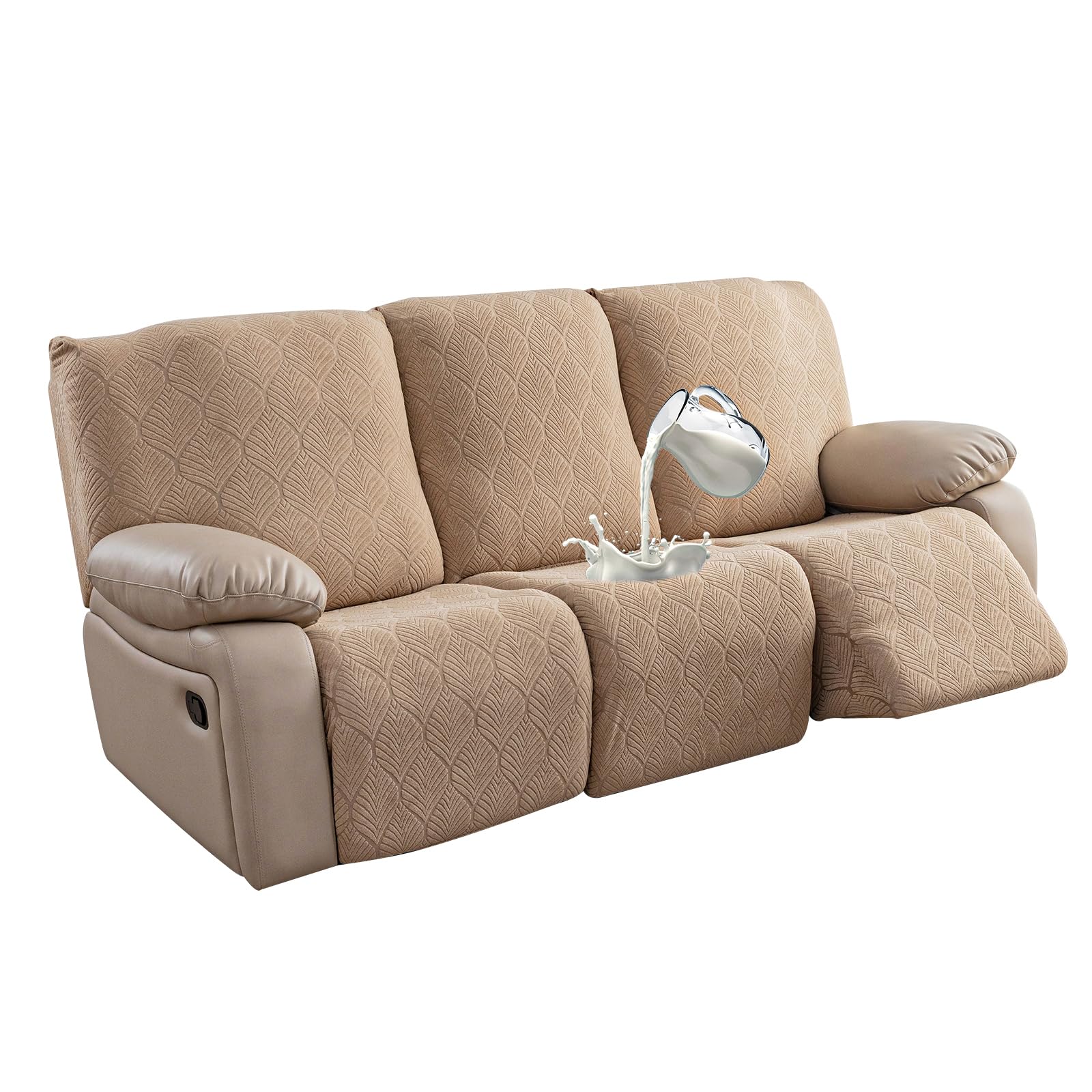 YUEANG 100% Waterproof Recliner Sofa Slipcovers, 3 Pieces Stretch Reclining Couch Covers for 3 Cushion Couch Sofa Pet Friendly Washable Furniture