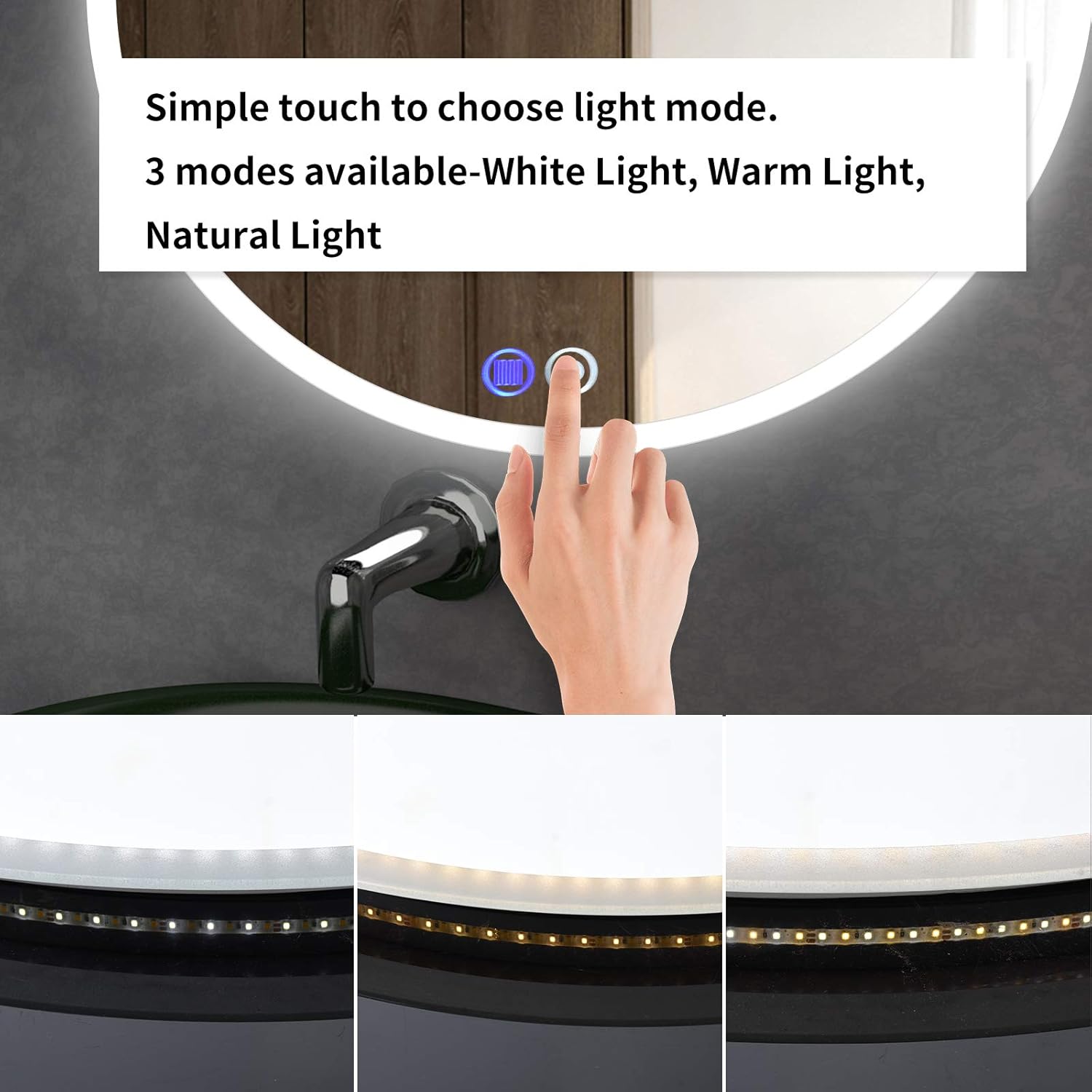 Tор Brаndѕ Letushy LED Lighted Bathroom Mirror, Round Mirror with Light, Dimmable Touch Switch, Anti-Fog, 3 Light Modes: Warm Light, Natural Light, Daylight, 36 Inch Bеѕt Cуbеr Mоndау 🔥 Letushy LED Lighted Bathroom Mirror, Round Mirror with Light, Dimmable Touch Switch, Anti-Fog, 3 Light Modes: Warm Light, Natural Light, Daylight, 36 Inch