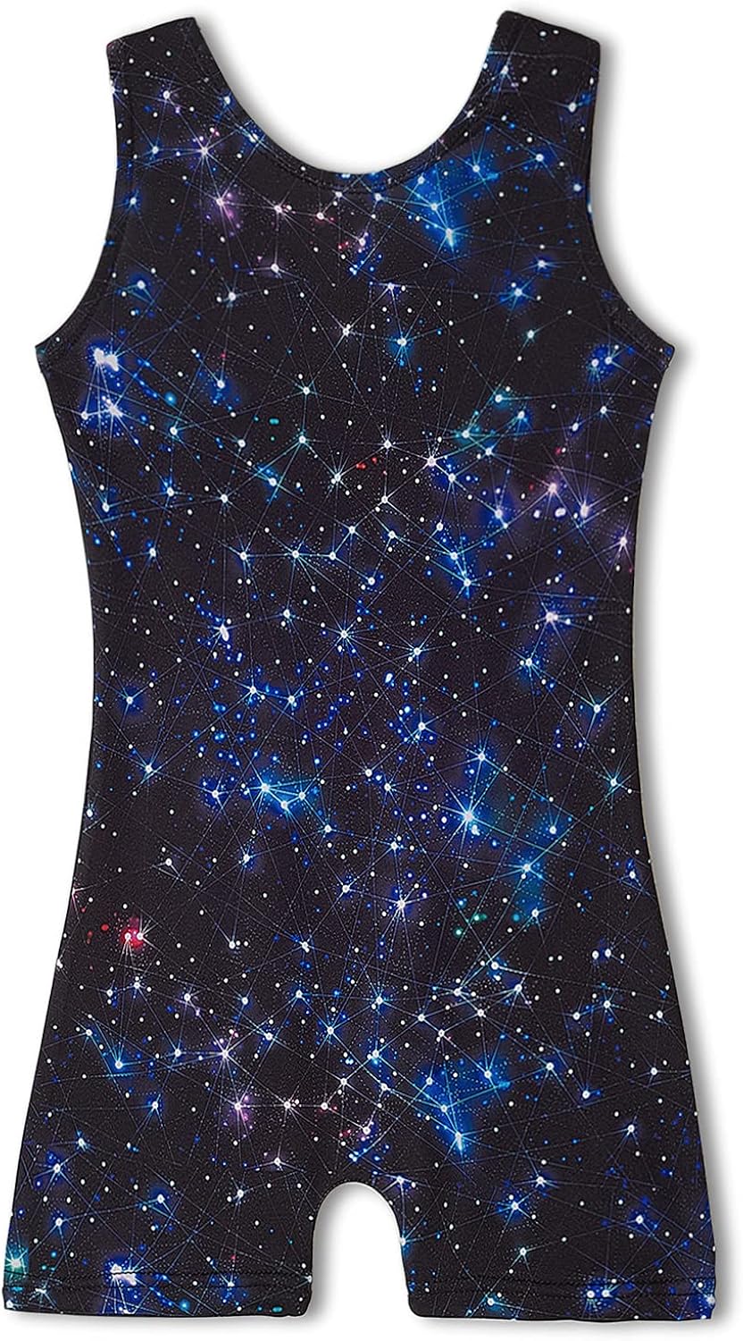 Leotardos para gimnasia de niñas con pantalón corto de mariposa unicornio sirena unitardo de baile malla de ciclista color rosa intenso y negro