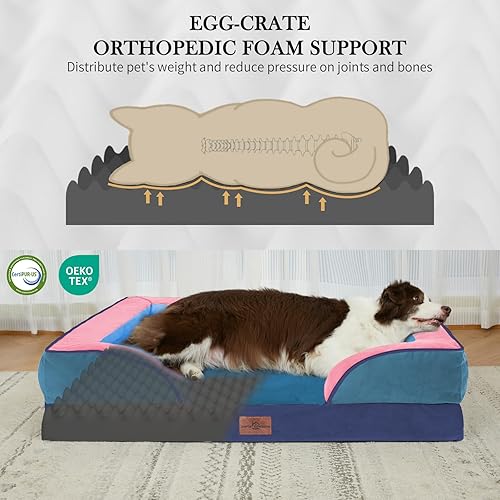 Miniatura 458 de Comfort Expression - Cama ortopédica para perros extragrandes, 53 x 42 pulgadas, cama impermeable y de apoyo de espuma con cojines removibles, con