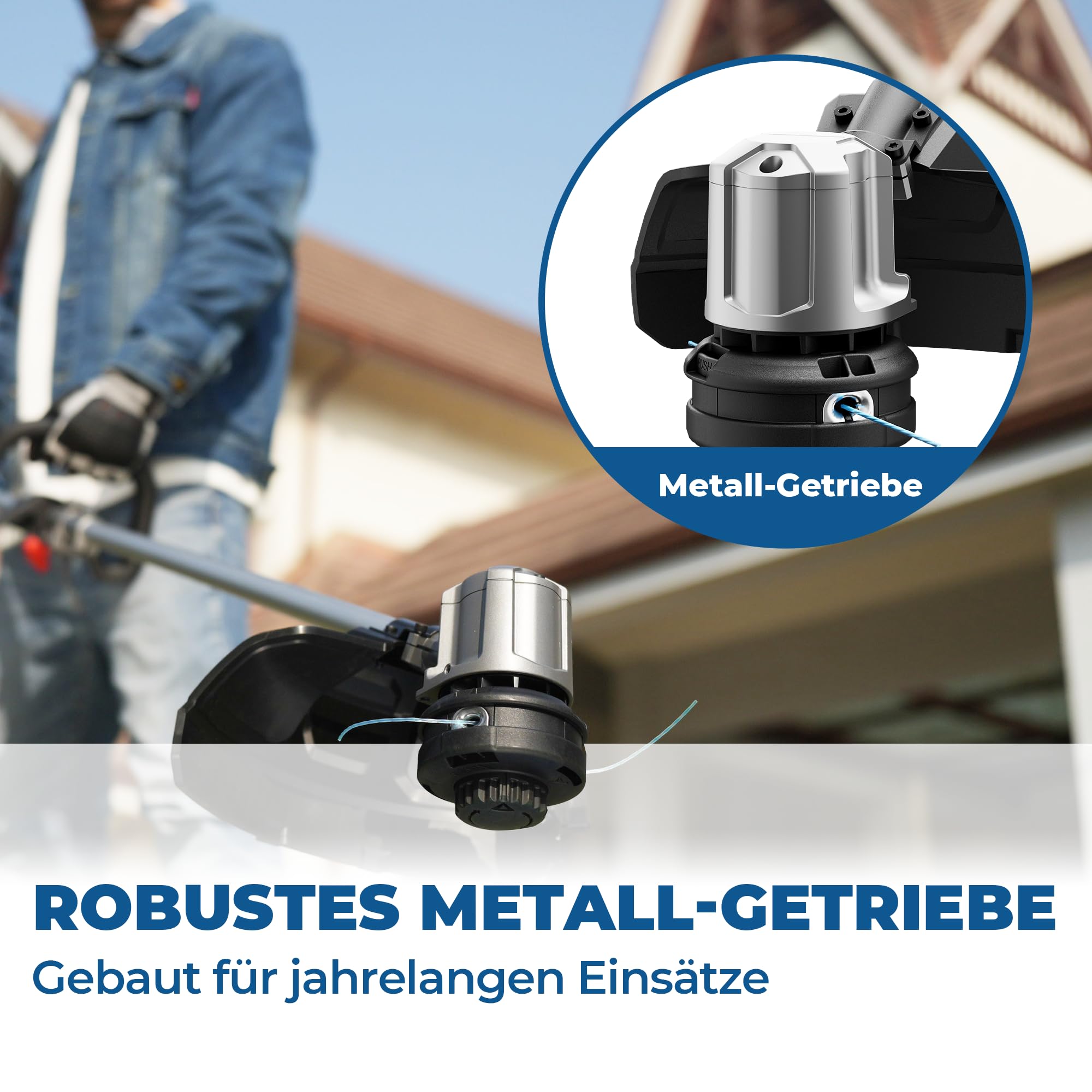 Dong Cheng Akku Rasentrimmer & Kantenschneider 40V, 33cm Schnittbreite | TIPP-Automatik, 2x2,0Ah Akku, 2,0mm Doppelfaden, Bürstenloser Motor, 2 Gang für große Gartenflächen, Blumenbeete & Zaunkanten