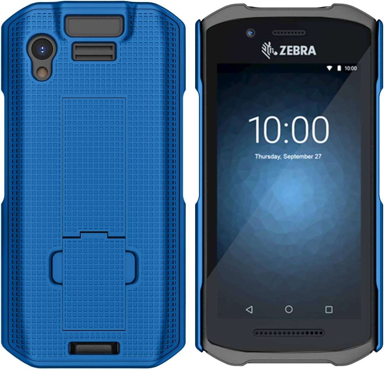 Case + Hand Strap Combo for Zebra TC21 TC26 Mobile Computer Scanner, Nakedcellphone Textured Slim Hard Shell Protector Cover with Kickstand - Cobalt Blue