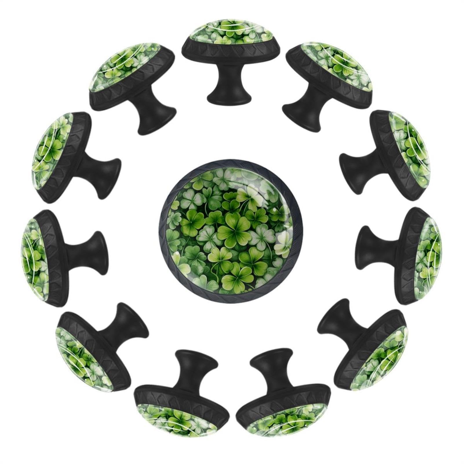 Lot de 12 poignées de tiroir rondes en cristal vert pour meuble