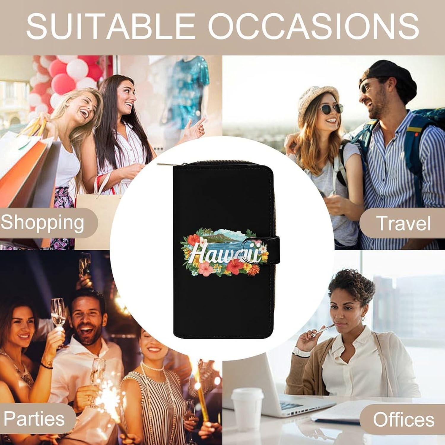 Hawaii Islands Tropical Plants Womens Wallet for Men Slim Purse Clutch Handbag with Card Holder