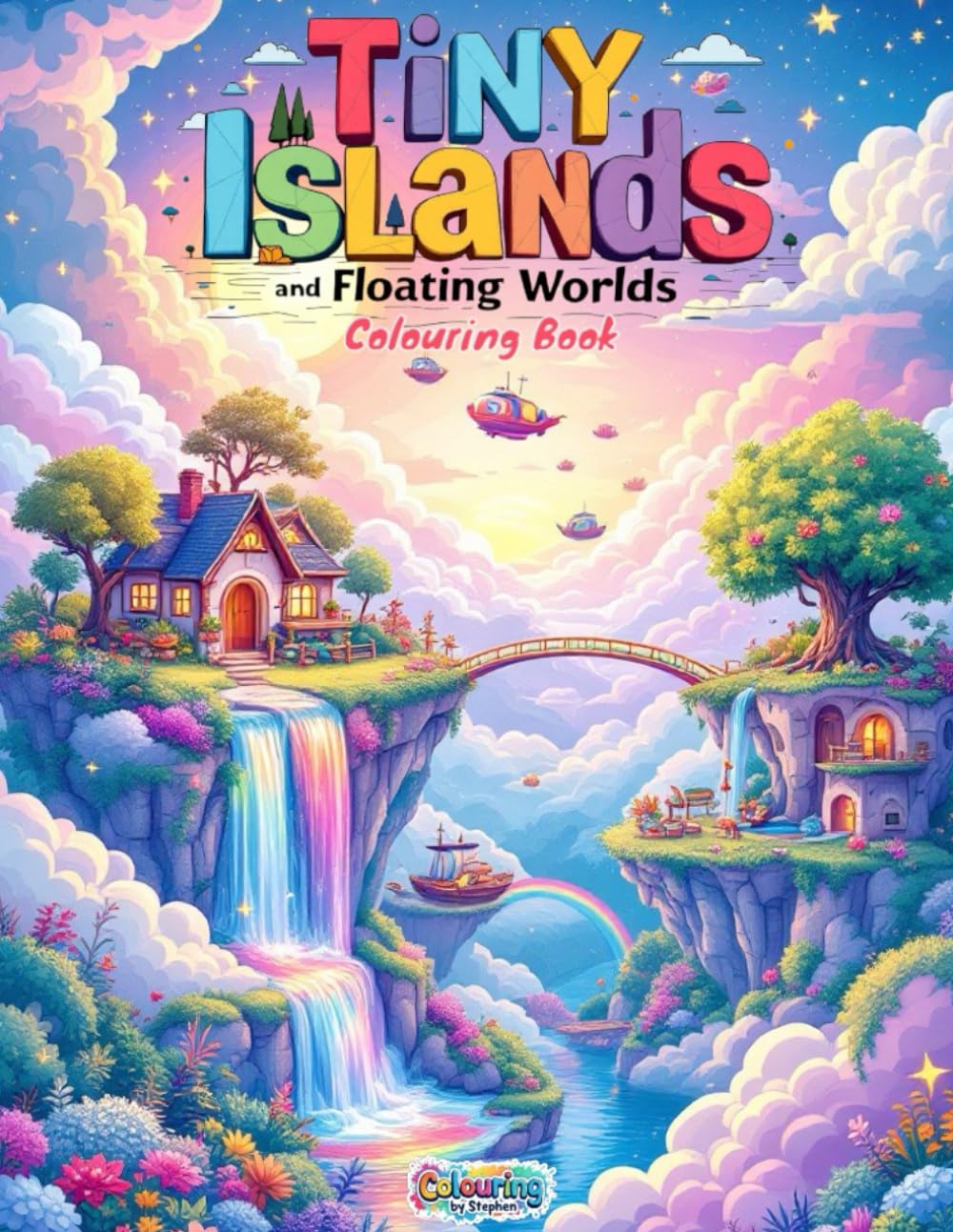 Tiny Islands and Floating Worlds Colouring Book: 50 Miniature Worlds to Colour and Explore - Fantasy Cute Scenes: A Collection of Magical Lands Adrift in Imagination and Wonder