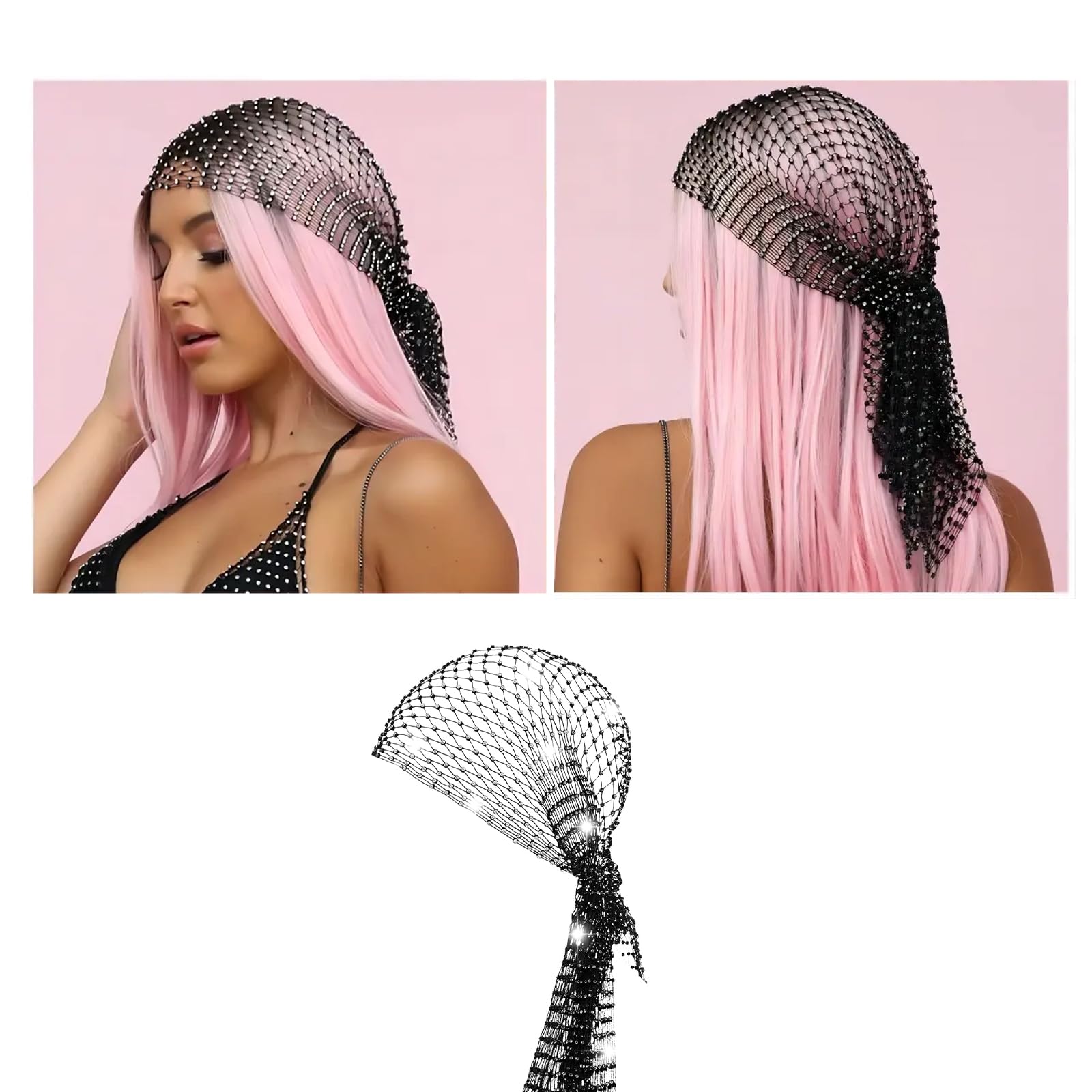 Amazon.com : GFLPO Rhinestone Mesh Headband Rhinestone Head 