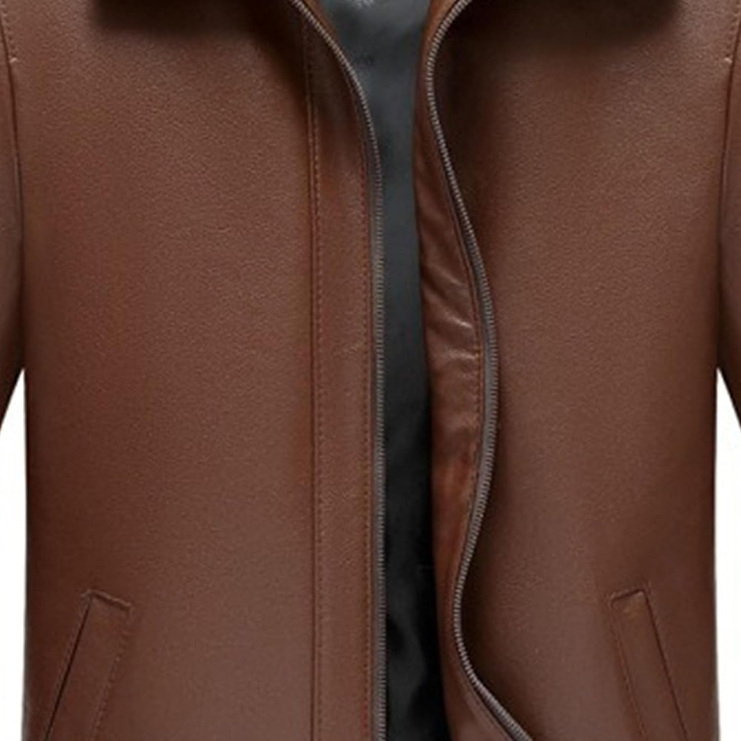 Men's Lapel Faux Leather Windproof Jacket Stylish Slim Fit Motorcycle Coat Casual Outdoor Jackets