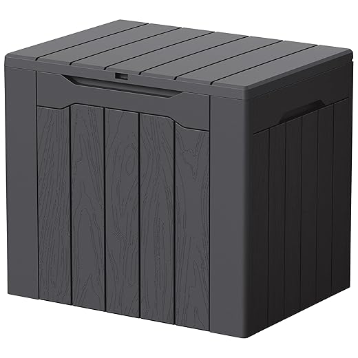Devoko 29 Gallon Waterproof Outdoor Storage Box Resin Deck Box Lockable and UV Resistant for Patio Furniture, Garden Tools (Gray, 29 Gallon)