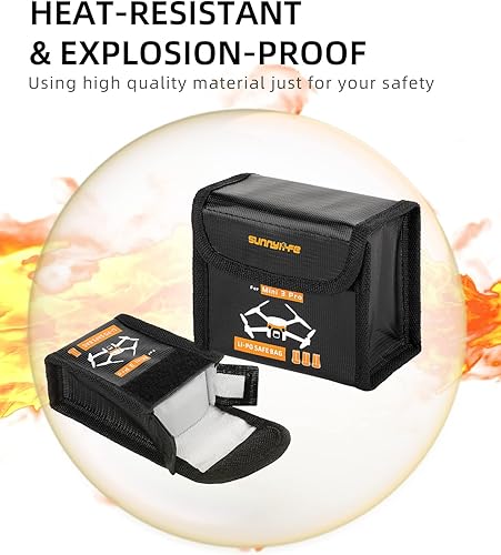 Miniatura 3 de Anbee Lipo - Bolsa de seguridad para batería, bolsa de almacenamiento de seguridad ignífuga compatible con DJI Mini 3/3 Pro RC Drone (pequeña, para
