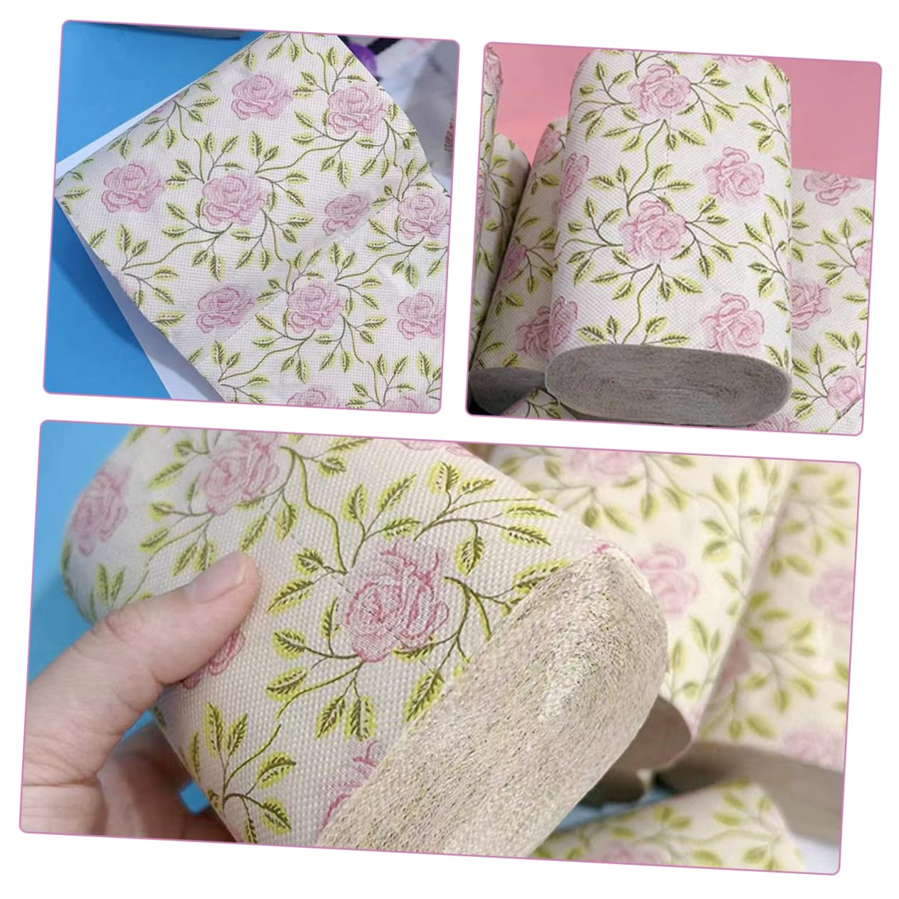 KOMBIUDA Carta Igienica in Pasta di Bamboo con Decorazioni a Rosa, 10 Pezzi senza Nucleo, Multipurpose e Pratica per Uso Domestico e Ufficio