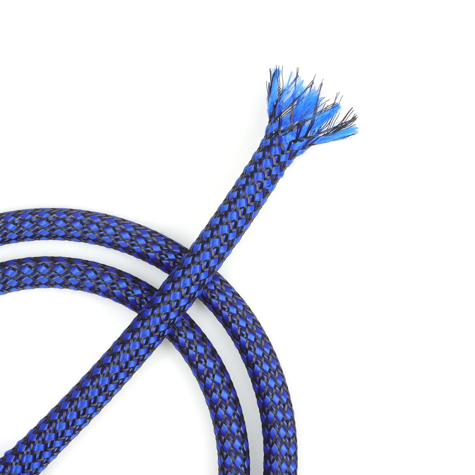 YOUBO Expandable Braided Cable Sleeve, PP Yarn + PET Braided Expandable Sleeving Cable Management Protection High Density PET Wire Cover Sheath for Cables (Blue Black, 12mm-19ft)