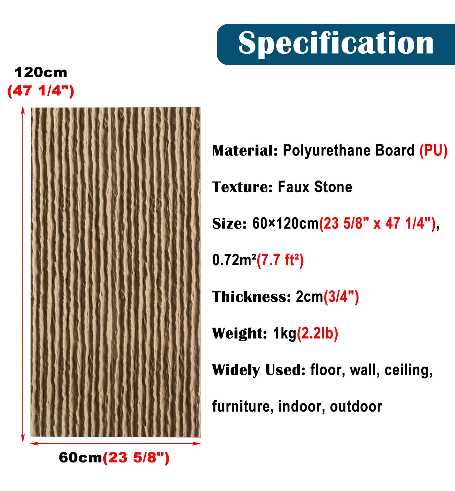 Paneles Decorativos para Pared 4Pcs Paneles de Pared Exteriores Imitación Piedra Impermeables, Paneles de Textura de Pared para Sala Dormitorio Baño, Revestimiento y Cubiertas de Pared(Brown)