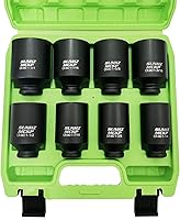 Vista 10 de SUNHZMCKP Juego de llaves de impacto de 1/2 pulgada, 66 piezas SAE estándar (3/8"-1-1/4") y métricas (8-24mm), kit de dados poco profundos/profundos