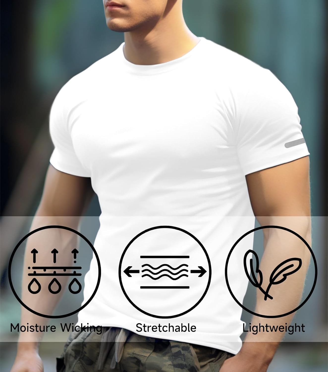 Mens Workout Shirts Fitted, Quick Dry Gym Tshirts Running Athletic Top Moisture Wicking Tee - Image 4