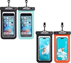 Hiearcool Waterproof Phone Pouch, Waterproof Phone Case, Waterproof Cellphone Pouch Under Water Beach Accessories for iPhone -Black Green+Black Orange