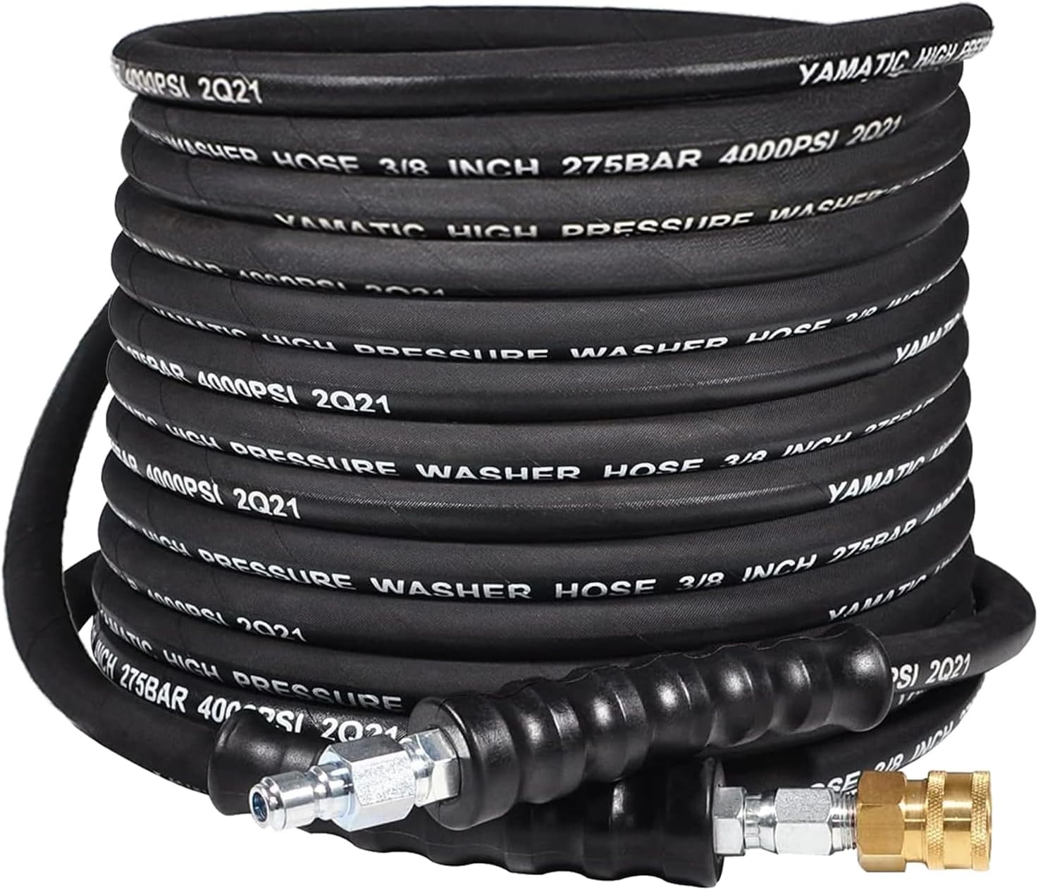 YAMATIC 3/8" Pressure Washer Hose 35FT, 4000 PSI Steel Wire Braided with 360 Swivel 3/8" Quick Connect, Hot Water 212 F°Commercial Power Washer Hose for Simpson DeWalt Generac Troy-Bilt
