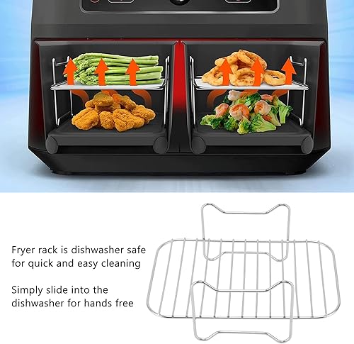 Miniatura 7 de Pilipane Estante multicapa de acero inoxidable, estante para freidora de aire Ninja Dual Air Freider, compatible con Ninja Foodi DZ201/401 Instant