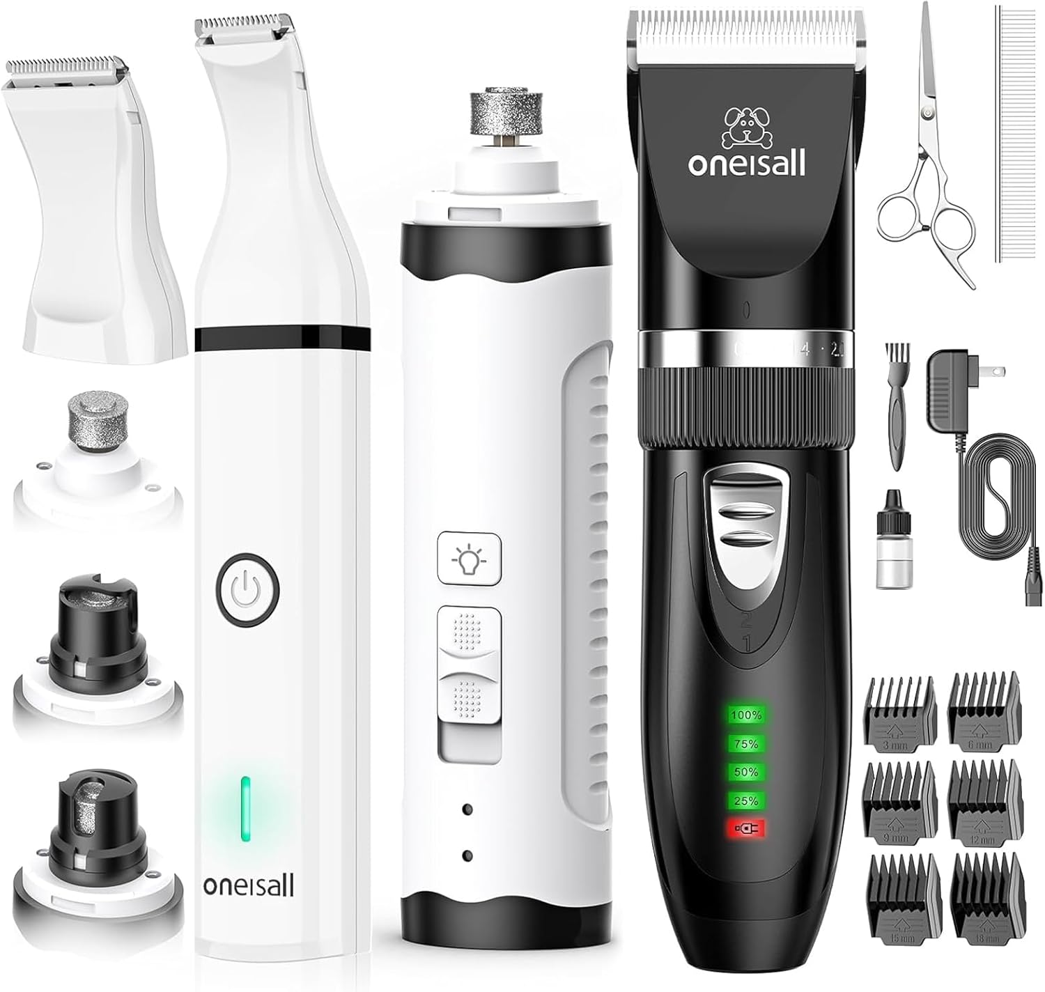 oneisall Quiet Cat Clippers for Matted & Long Hair, Dog Nail Grinder and Paw Trimmer Kit