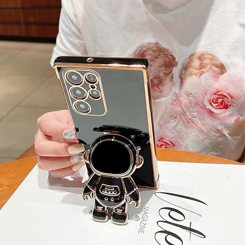 Miniatura 3 de PHYLLA Funda compatible con Samsung Galaxy S23 Ultra 018oz con diseño de astronauta de dibujos animados chapado de lujo con bonito patrón lateral de