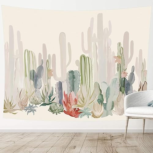 Miniatura 3 de Manicer Tapiz de cactus, coloridas plantas y hierbas, tapiz botánico para colgar en la pared, tapiz de paisajes naturales, tapiz con impresión