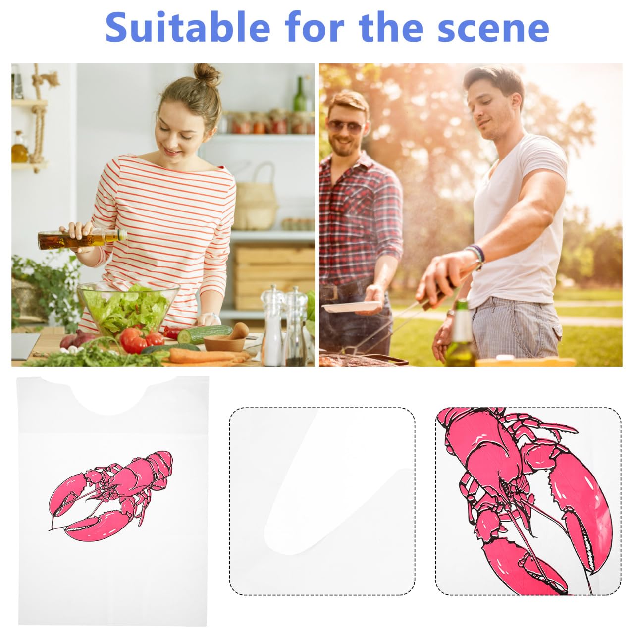 Amosfun Tablier Jetable Pour Adultes 100 PièCes Bavoirs Homard En Plastique RéSistant Pour Cuisine Et Service Alimentaire Protection Contre Taches Et DéVersements