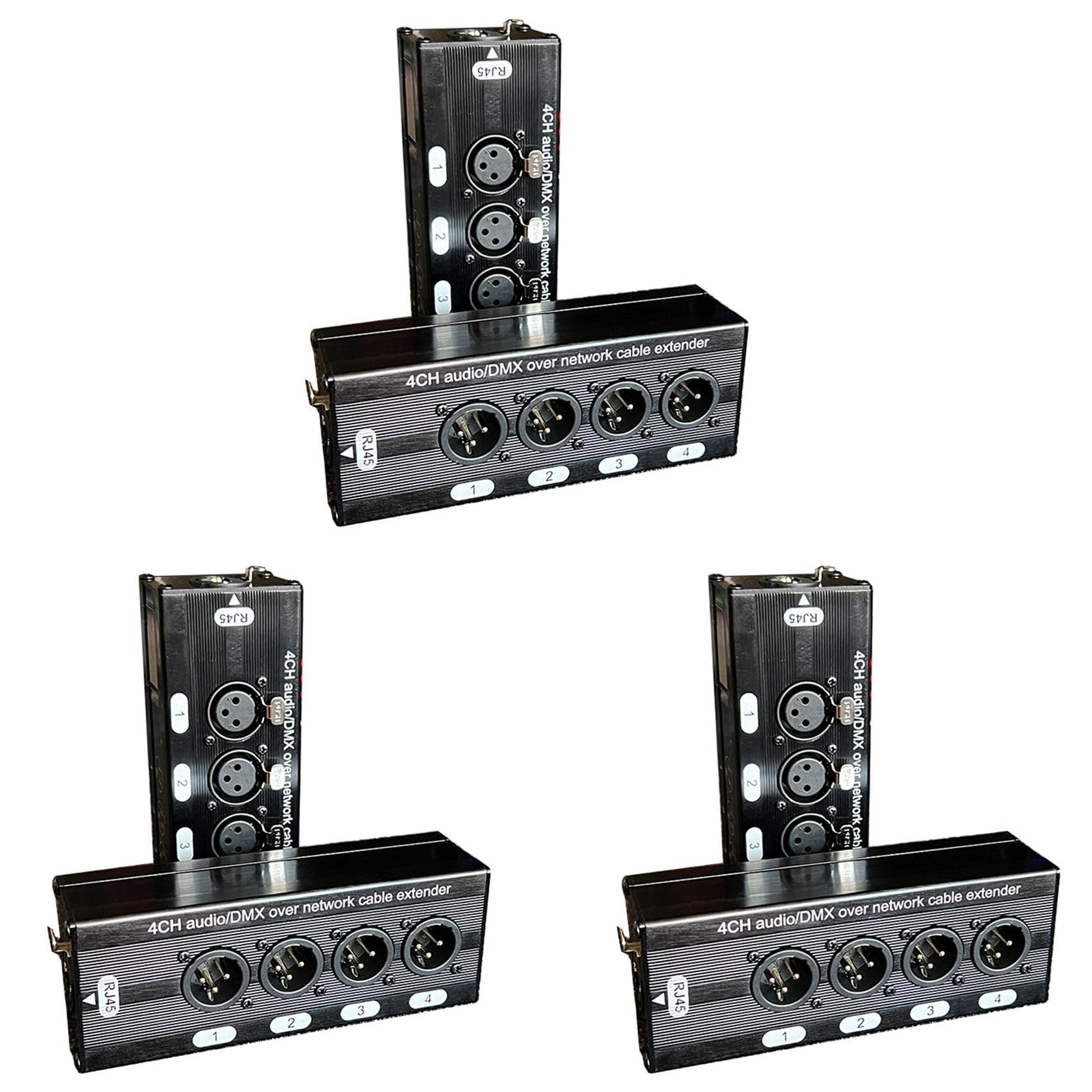 Lot de 3 paires de rallonges de câble réseau 4 canaux 3 broches XLR audio RJ45 Ethernet DMX512 mâle + femelle