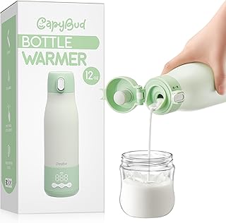 Portable Bottle Warmer for Travel, 3Min Fast Heating Bottle Warmer for Breastmilk & Water, 12 Oz Milk Warmer with Precise Temp Control and 9000mAh Long-Lasting Battery for Travel, Car, Outdoor