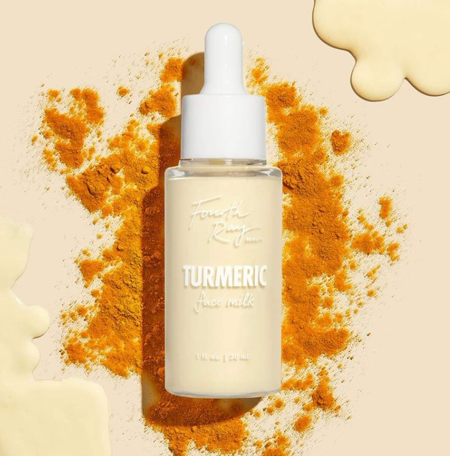Fourth Ray Turmeric Face Milk Serum 1 Fl. Oz! Formulated with Turmeric Oil, Almond Milk, Camu Camu, and Licorice! Illuminating Moisture Booster For Radiant Skin And Healthy Glow!