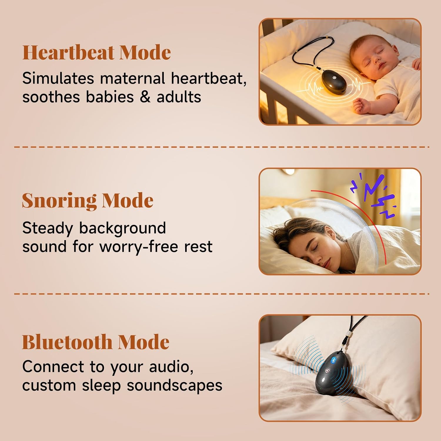 Sleep Aid Device - Portable White Noise Machine with Bluetooth & Pillow Speaker, Rechargeable Personal Sound Machine for Bed, Calm Focus & Relaxation for Adults Kids