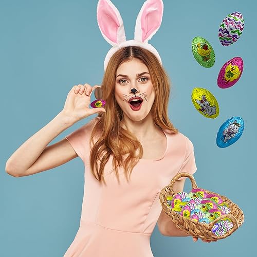 Miniatura 3 de Huevos dobles crujientes de Pascua, huevos de feliz día de Pascua, rellenos de bolsas de fiesta, envueltos individualmente, (media libra) aprox. 50