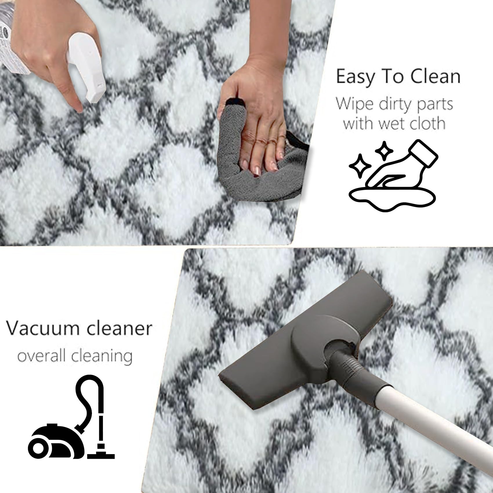 Tappeto Morbido Camera da Letto 355 x 355 cm, Lavabile Fino a 30 Gradi, Morbidissimo, Aspetto Pelliccia, Classico Morbido e Soffice, Tappetto Salotto Moderni Shaggy, Bianco
