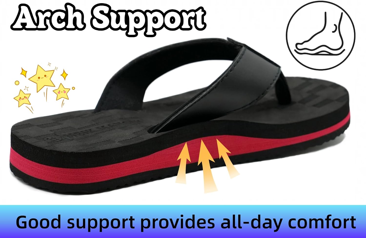 Meik Mangni Kids Boys Girls Arch Support Flip Flops Comfortable Cushion Thong Sandals Slip Resistant Summer Sandals Lightweight Quick Dry Slide Shower Shoes for Beach Swim Pool (Little Kid/Big Kid)