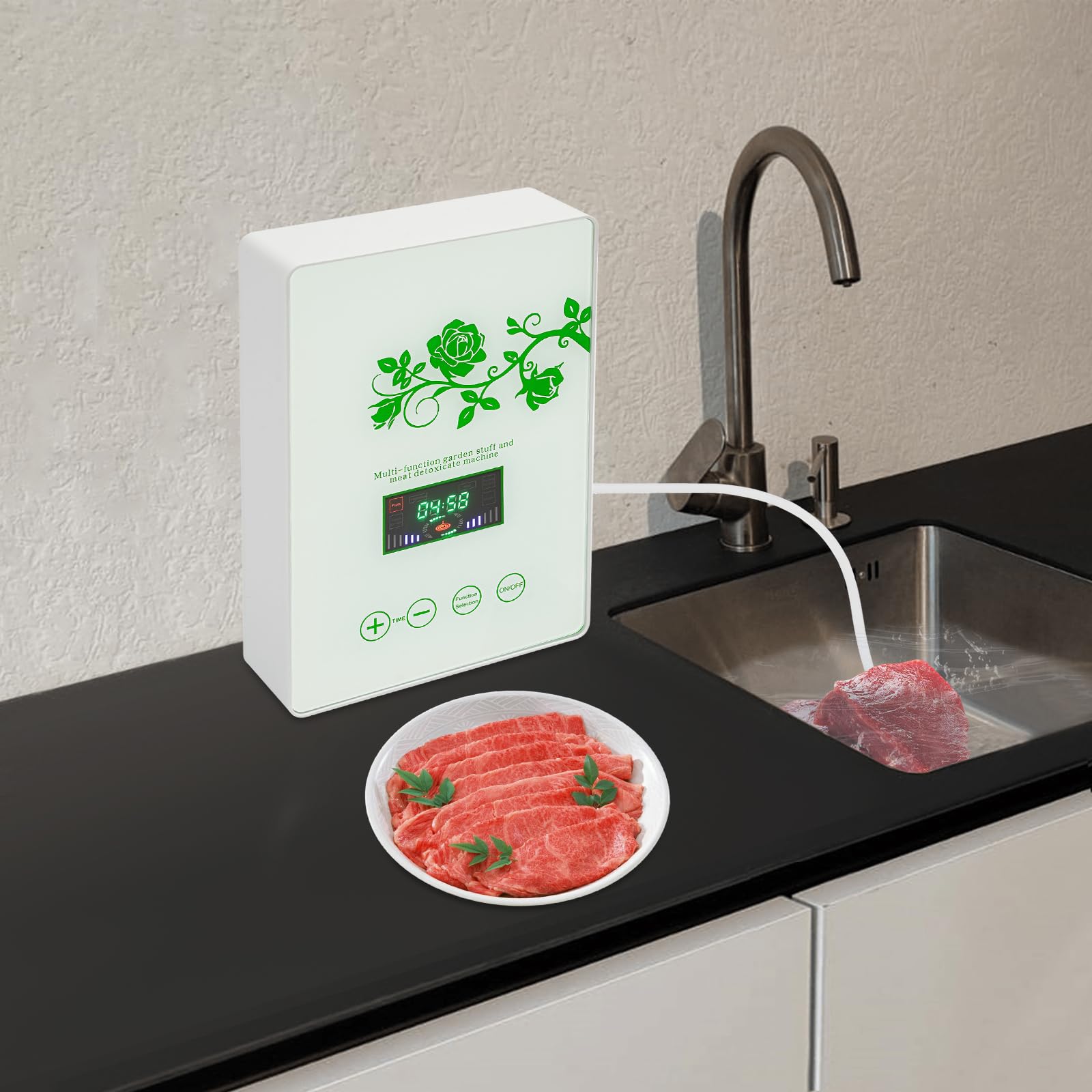 Esterilizador de ozono para verduras, 600 mg/h, generador de ozono, purificador de aire, purificador de aire LED, dispositivo de ozono, frutas, verduras, esterilizador con mangueras y piedras de aire