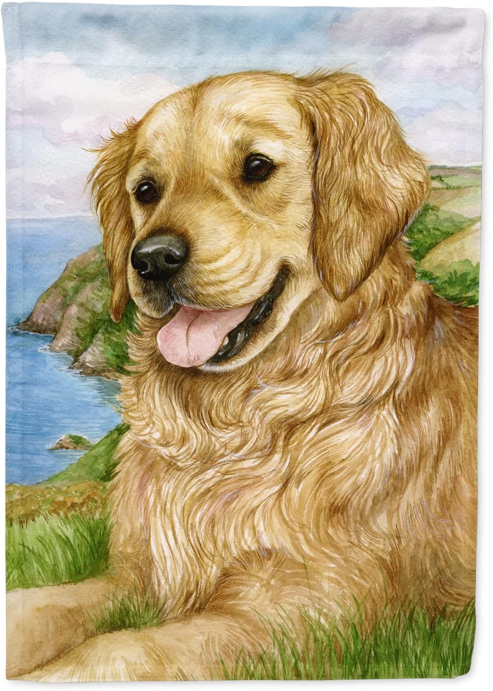 Caroline's Treasures CDCO0384CHF Golden Retriever by Debbie Cook House Flag Large Porch Sleeve Pole Decorative Outside Yard Banner Artwork Wall Hanging, Polyester, House Size, Multicolor