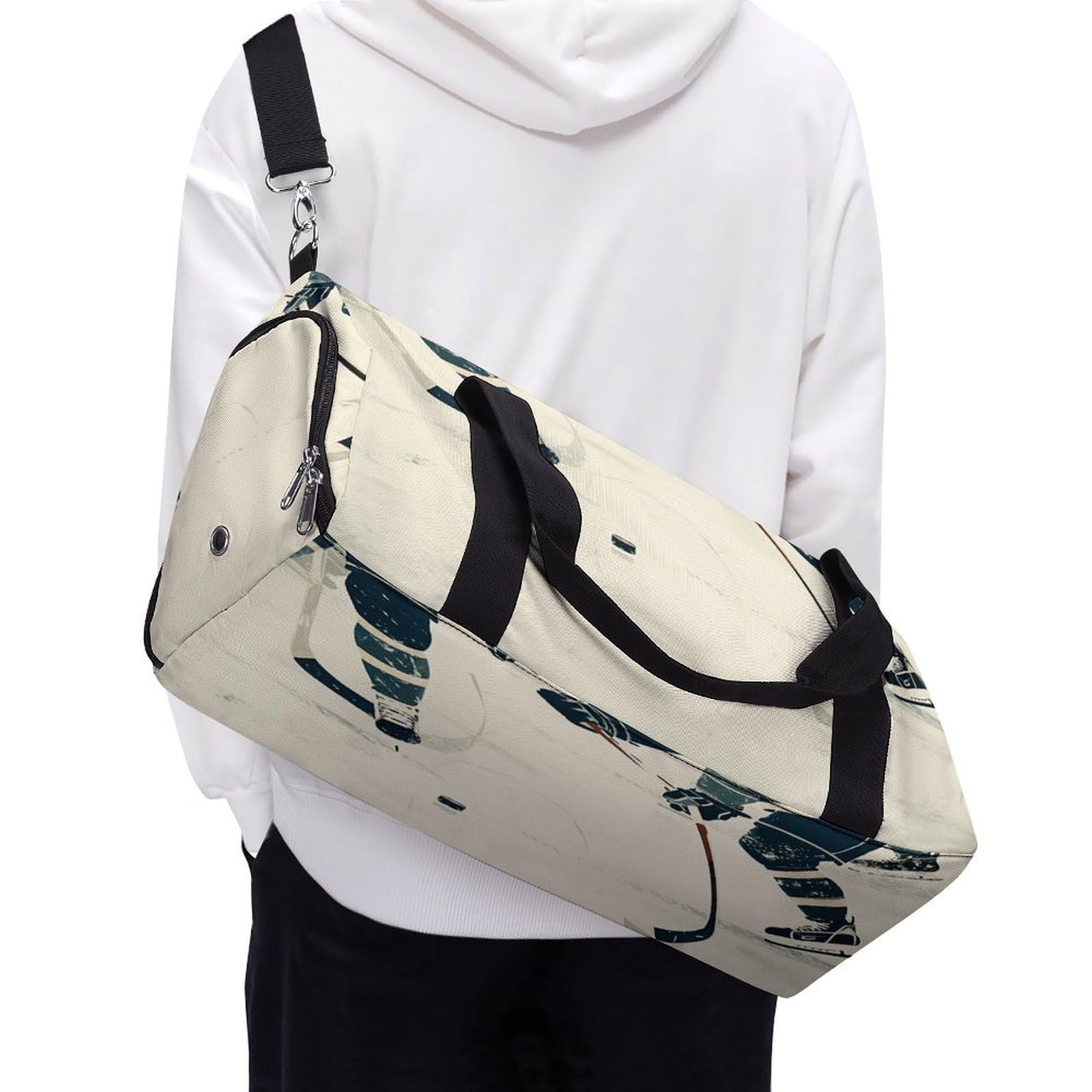 Sac de sport étanche avec compartiment à chaussures pour homme et femme Motif hockey sur glace, Motif hockey sur glace., Taille unique