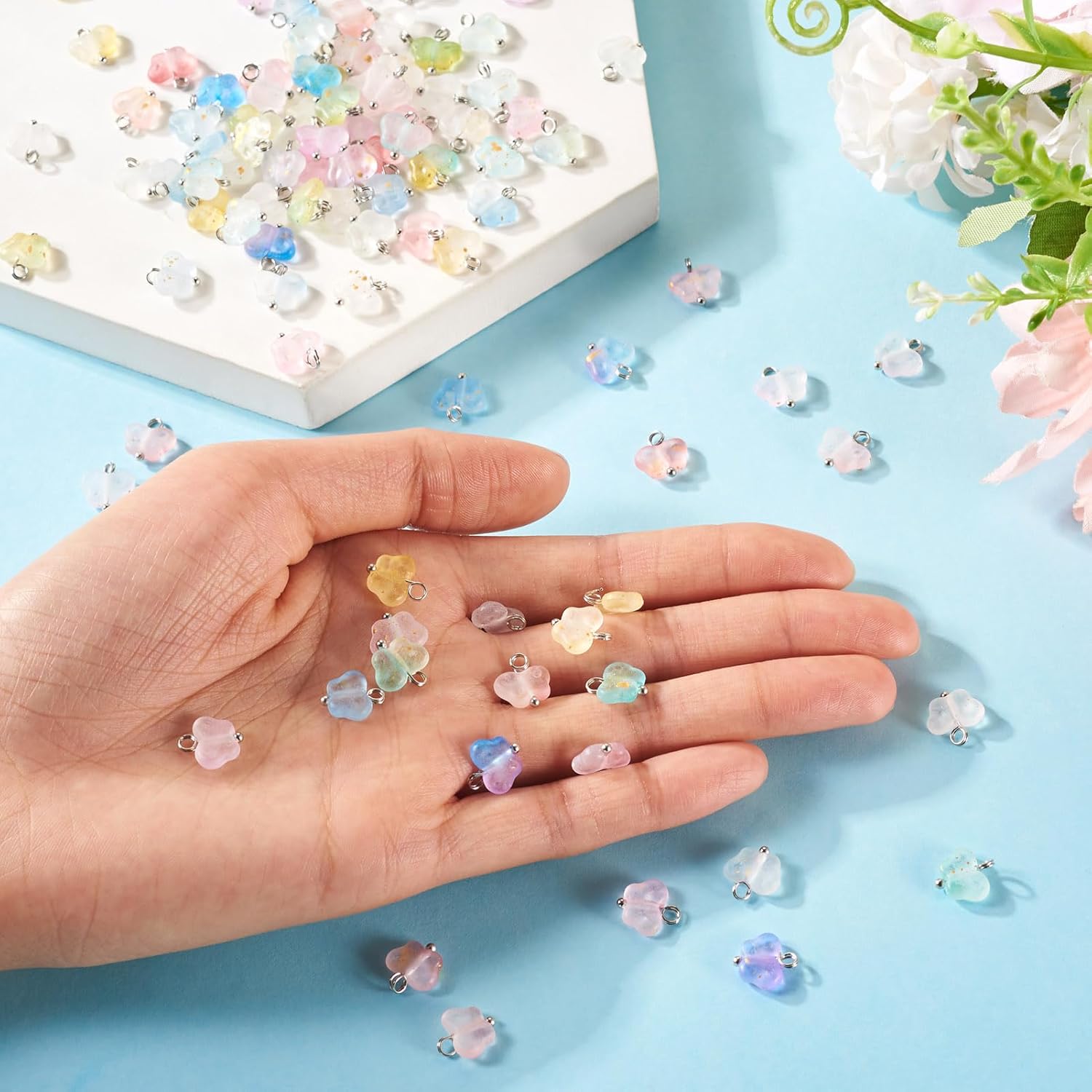 Beadthoven 100pcs Transparent Acrylic Butterfly Charms Gradient Color Glittery Golden Foil Butterfly Pendants Mini Cute Insect Dangle Charms for Jewelry Making Earrings Bracelets Necklace DIY Crafts - Image 4